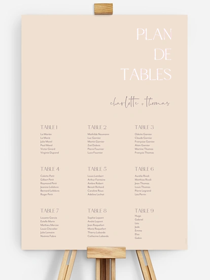 Poster plan de table mariage Simple Match