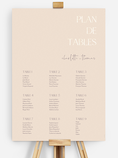 Poster plan de table mariage Simple Match