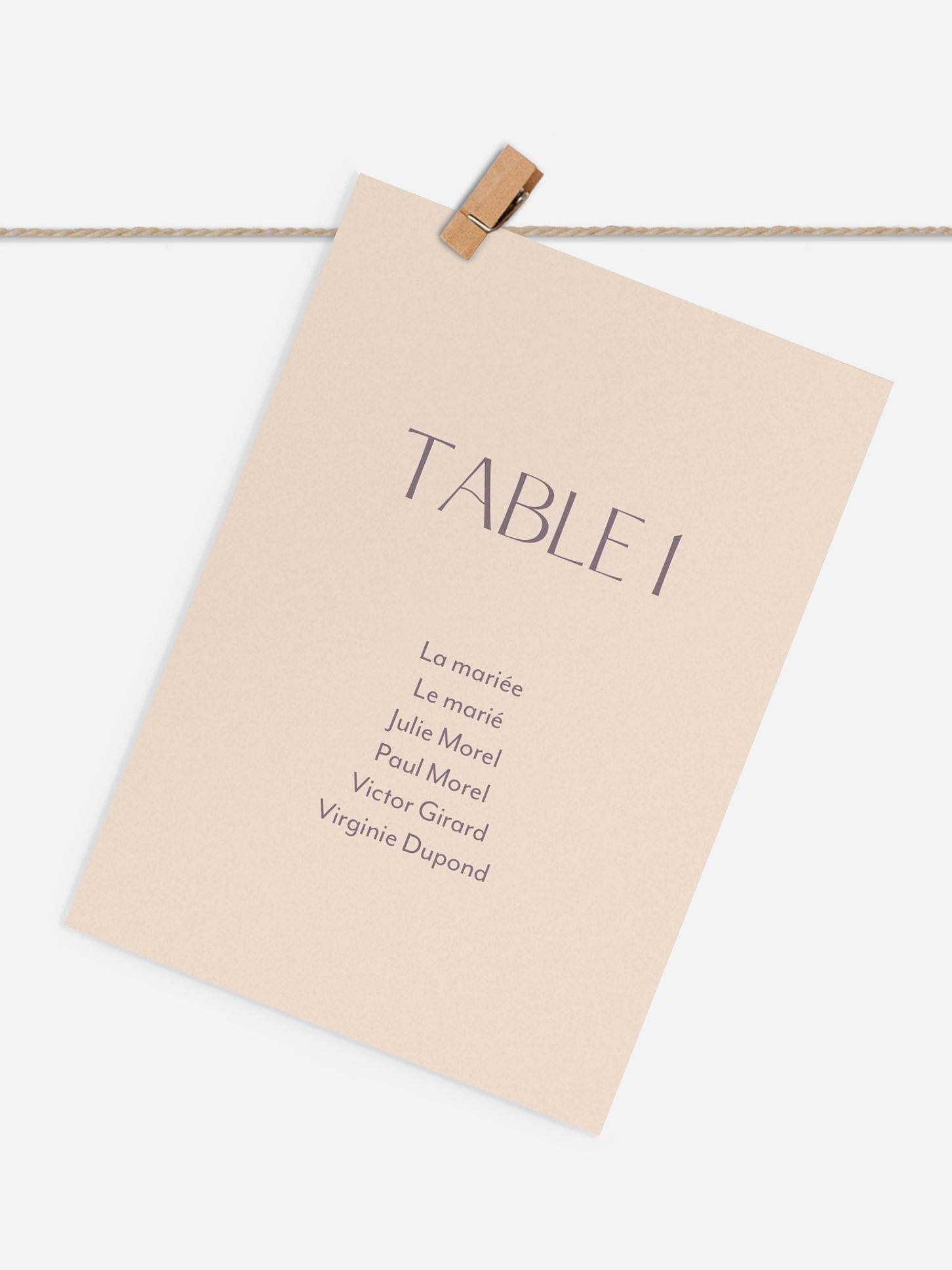 Cartons plan de table mariage Simple Match