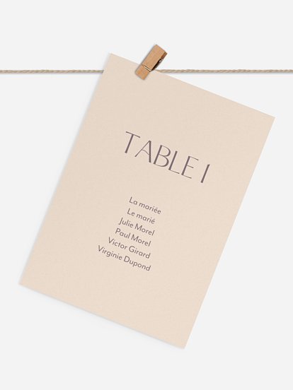 Cartons plan de table mariage Simple Match