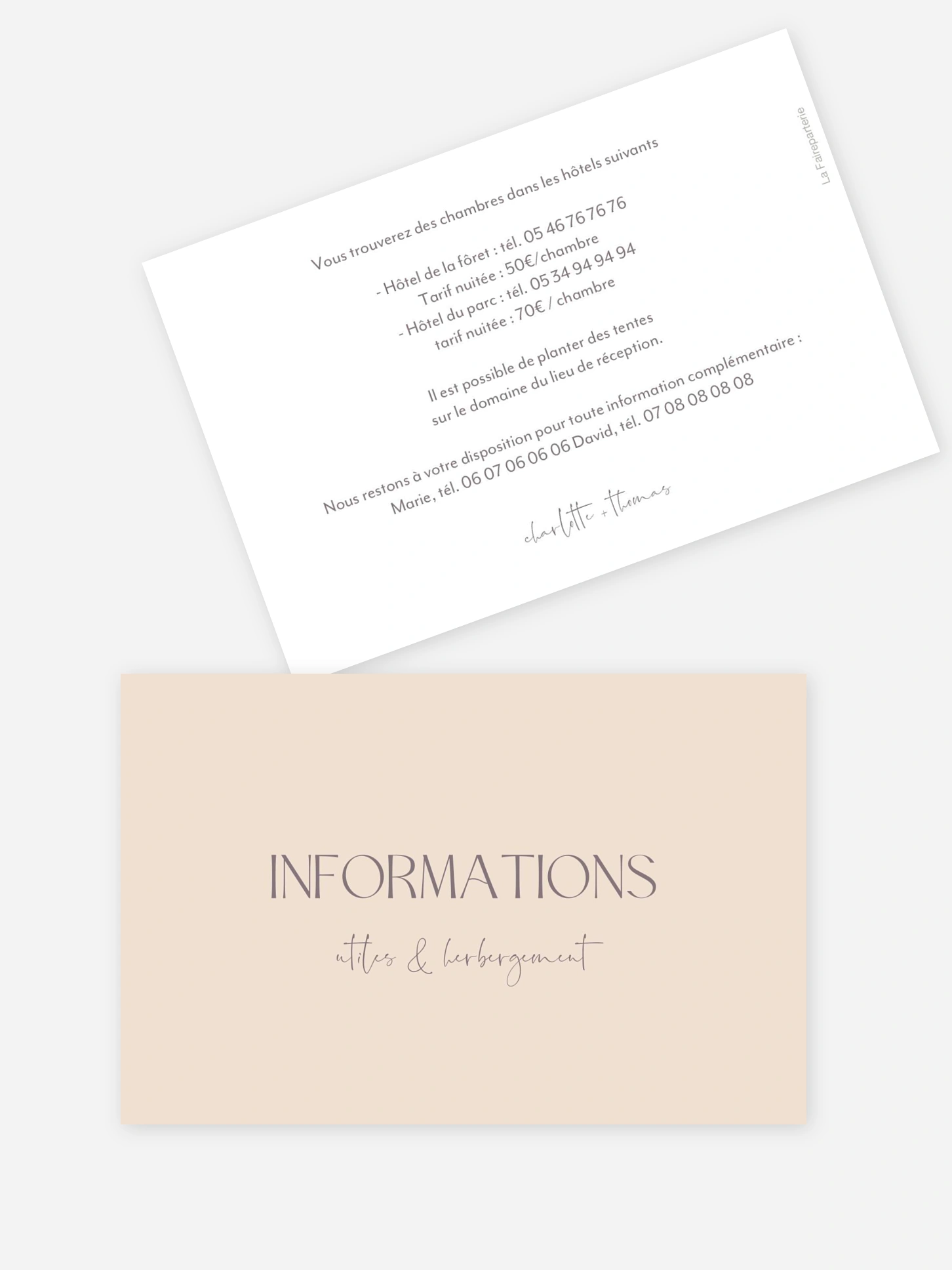 Carton information hébergement Simple Match