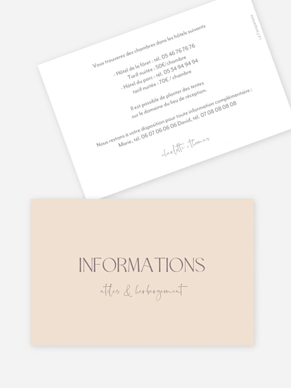 Carton information hébergement Simple Match