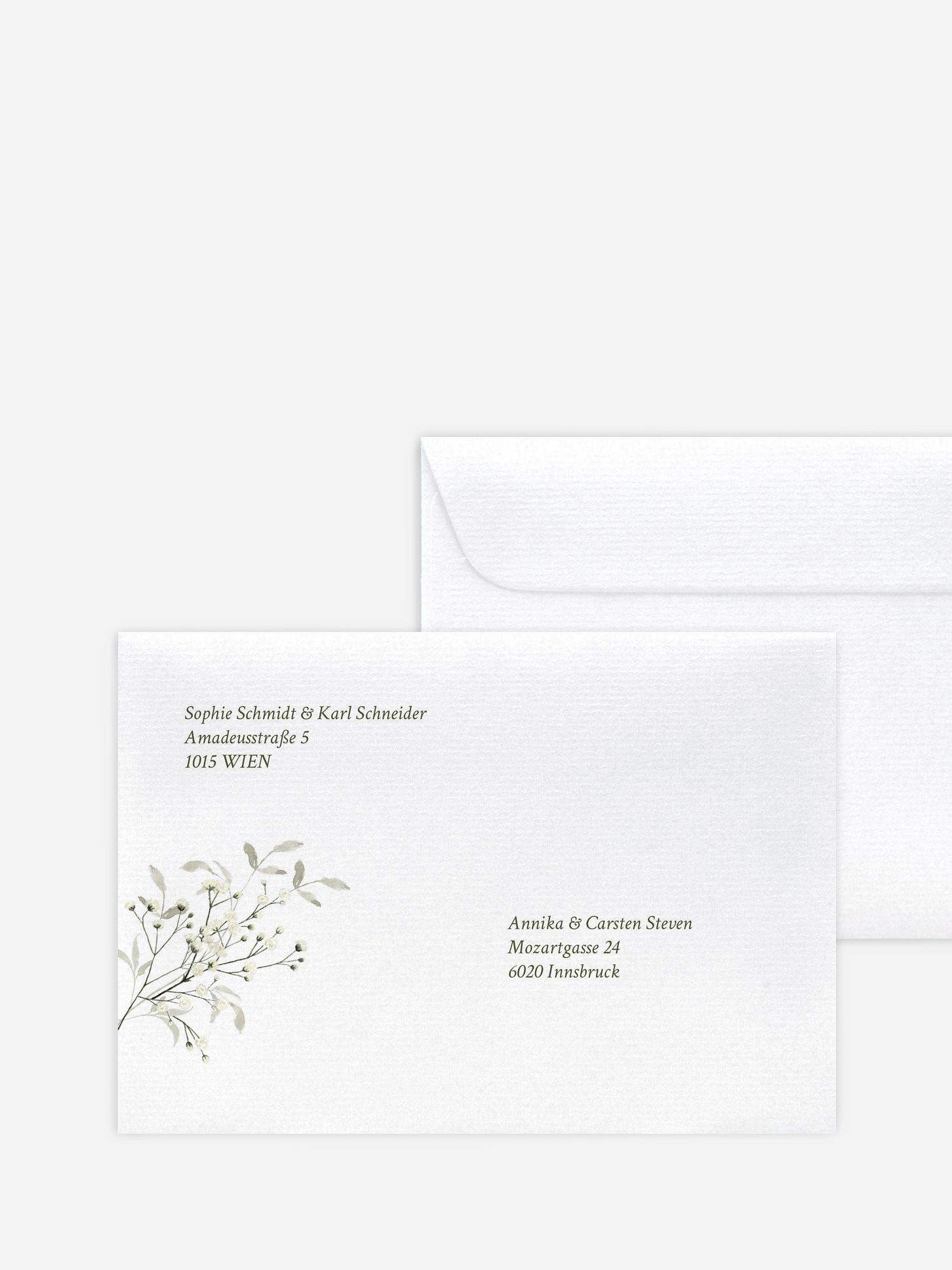 Bedruckter Briefumschlag Hochzeit Love in Bloom