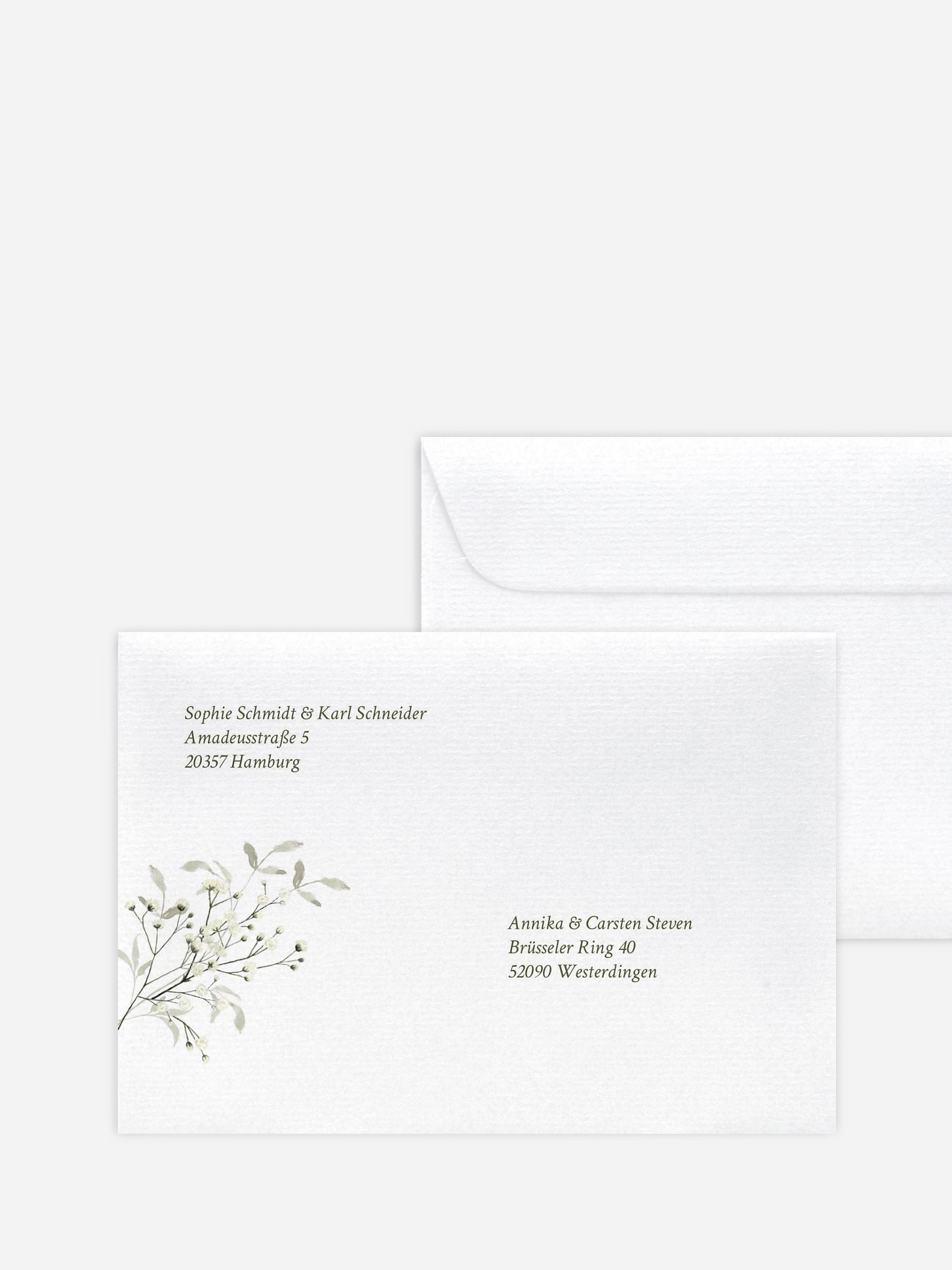 Bedruckter Briefumschlag Hochzeit Love in Bloom