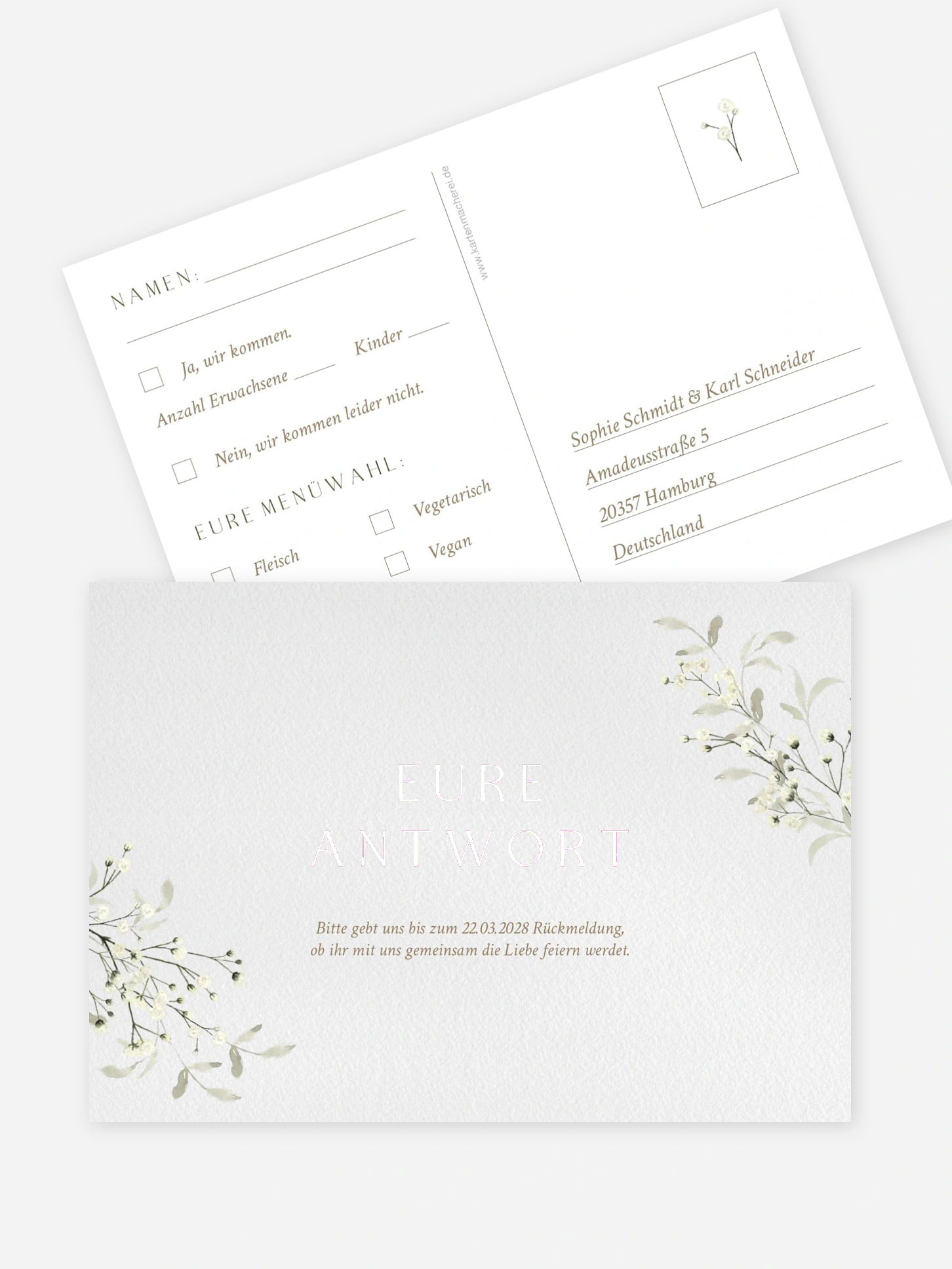 Antwortkarte Hochzeit Love in Bloom