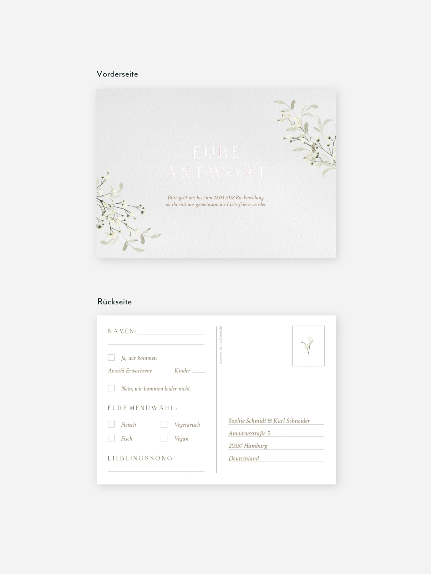 Antwortkarte Hochzeit Love in Bloom