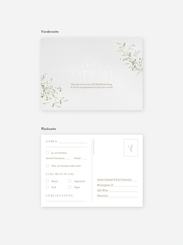 Antwortkarte Hochzeit Love in Bloom