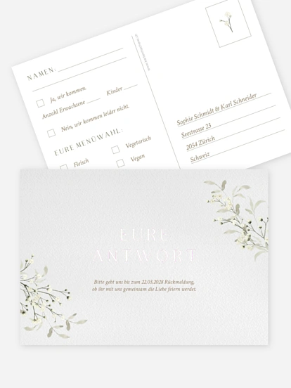 Antwortkarte Hochzeit Love in Bloom