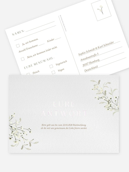 Antwortkarte Hochzeit Love in Bloom