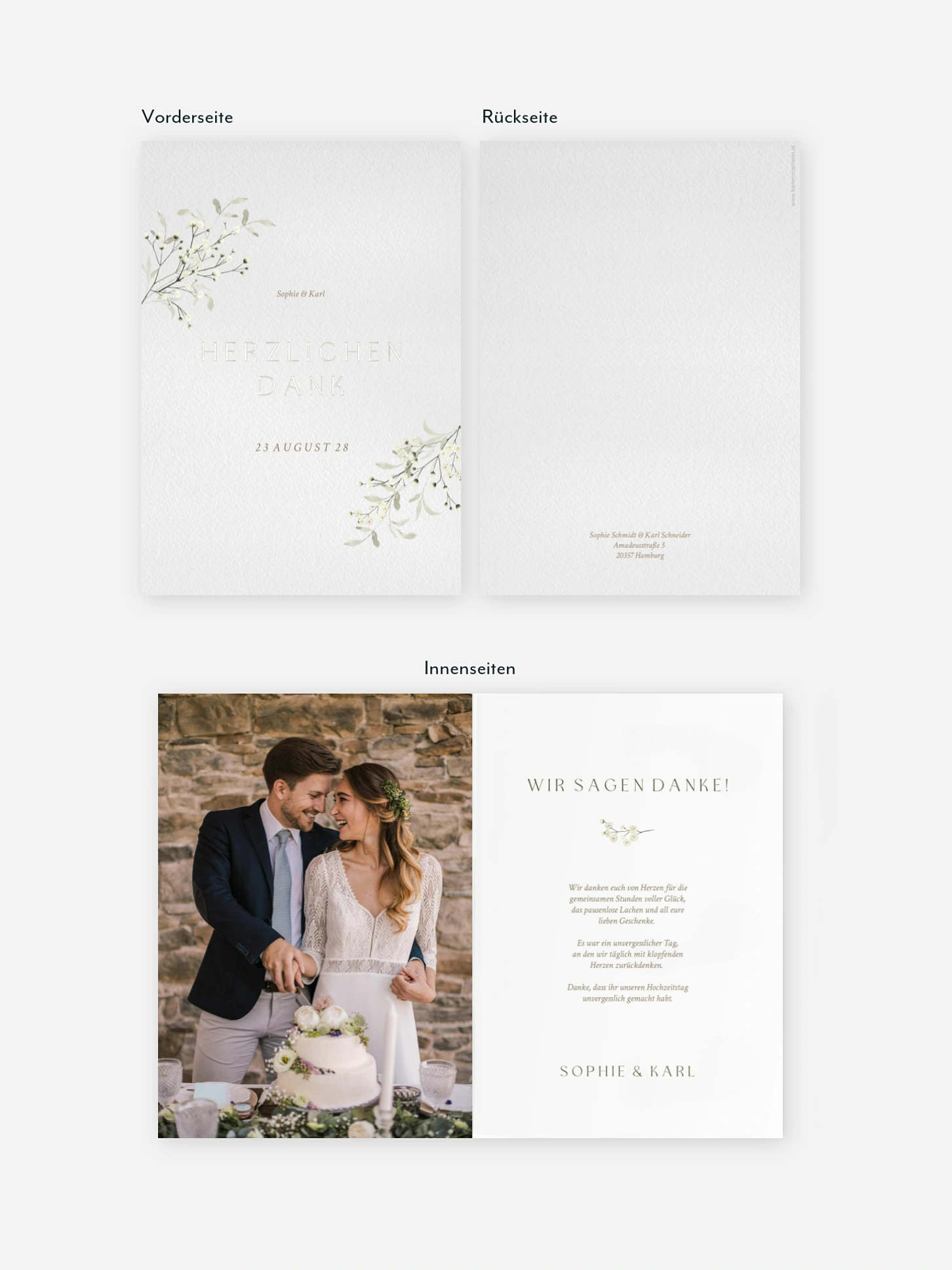 Dankeskarte Hochzeit Love in Bloom