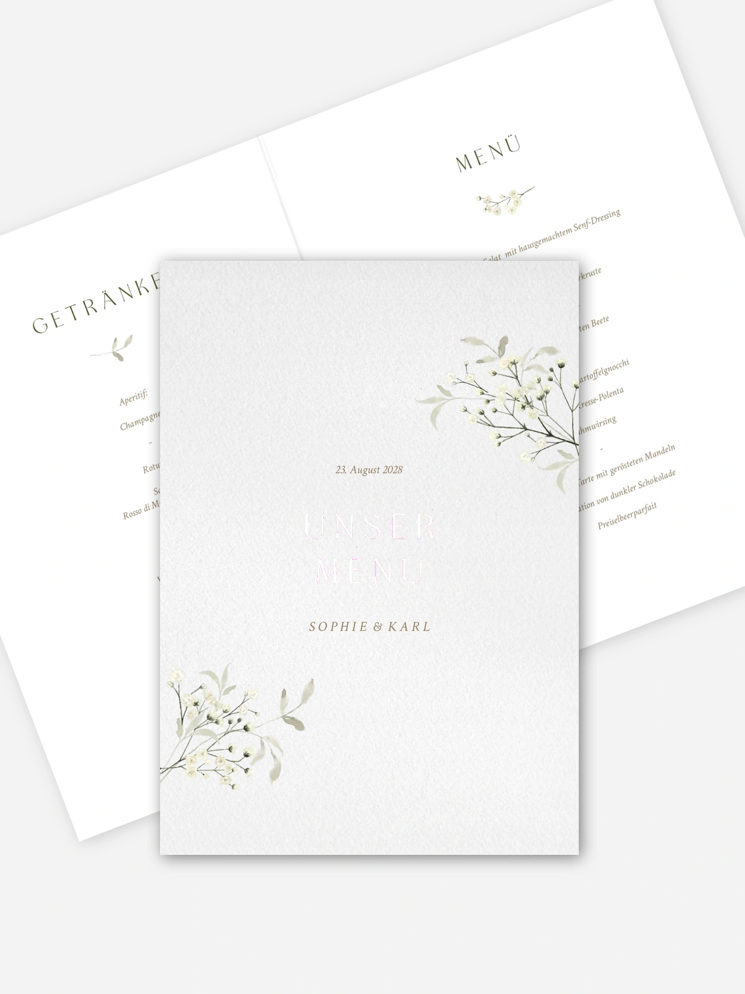 Menükarte Hochzeit Love in Bloom