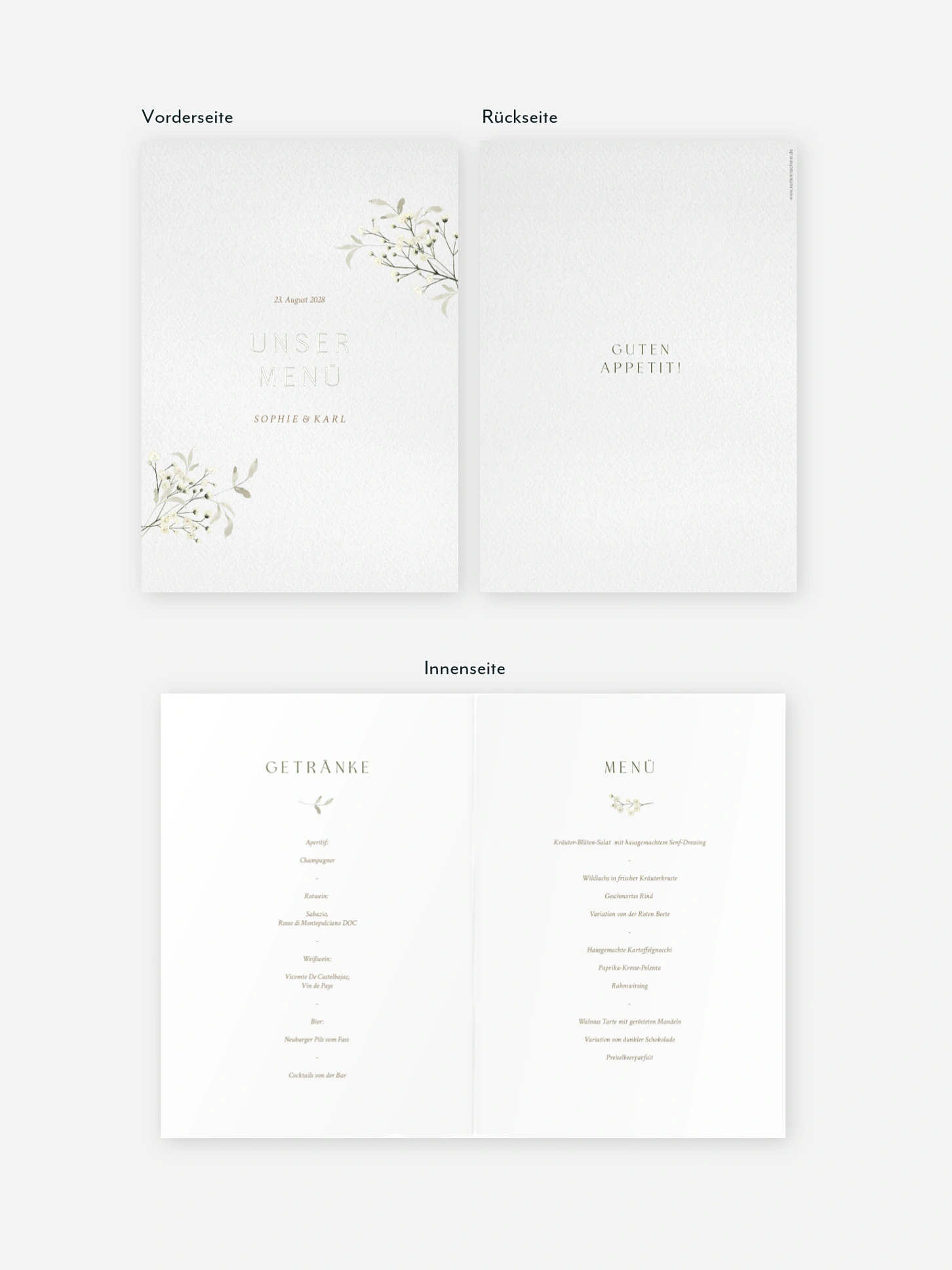 Menükarte Hochzeit Love in Bloom