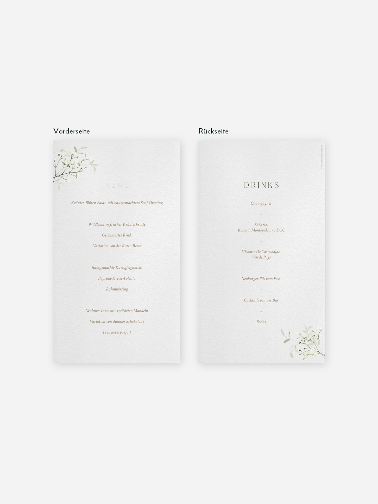 Menükarte Hochzeit Love in Bloom