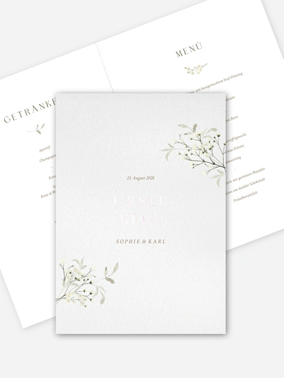 Menükarte Hochzeit Love in Bloom