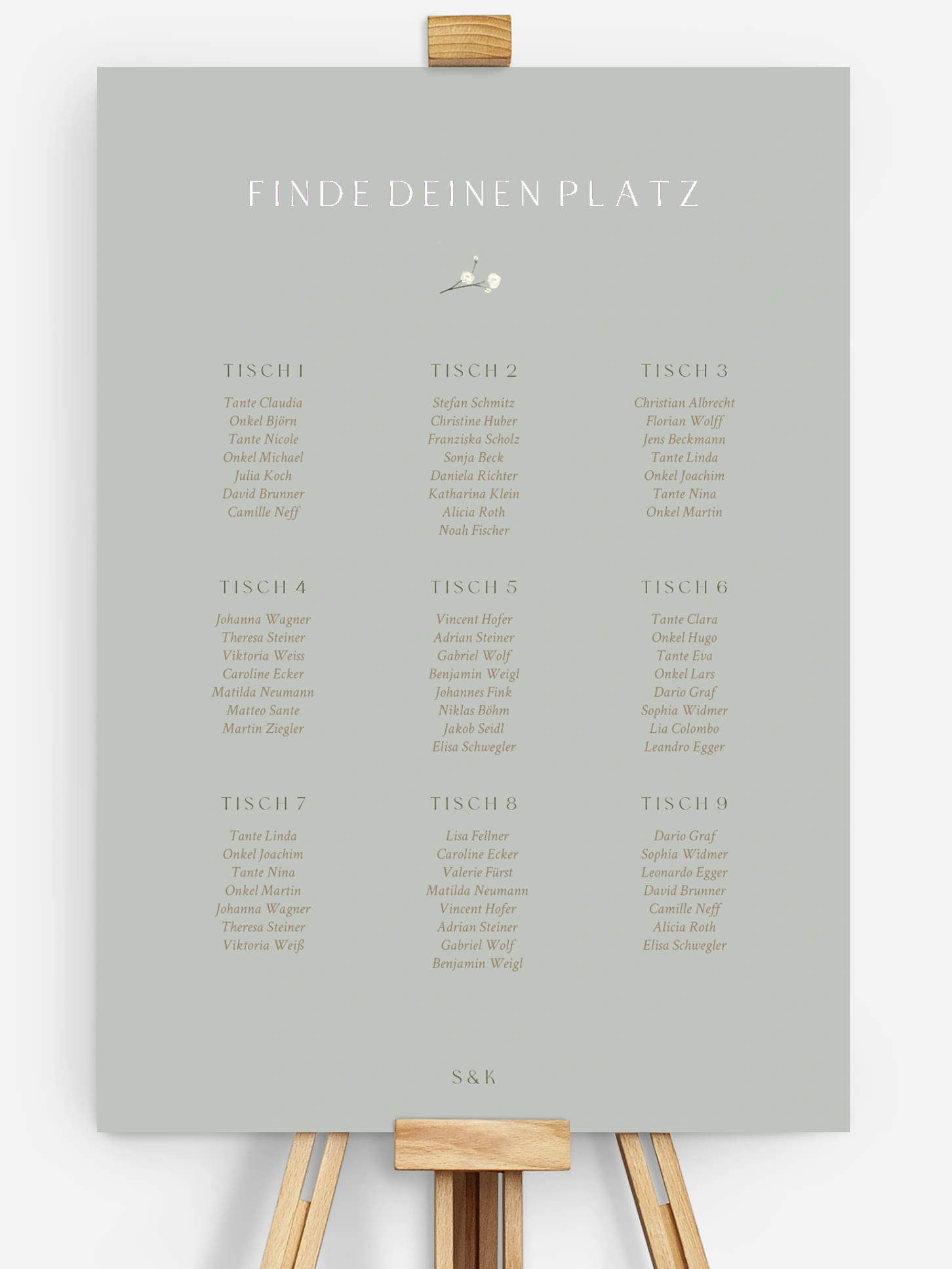 Sitzplan Plakat Love in Bloom