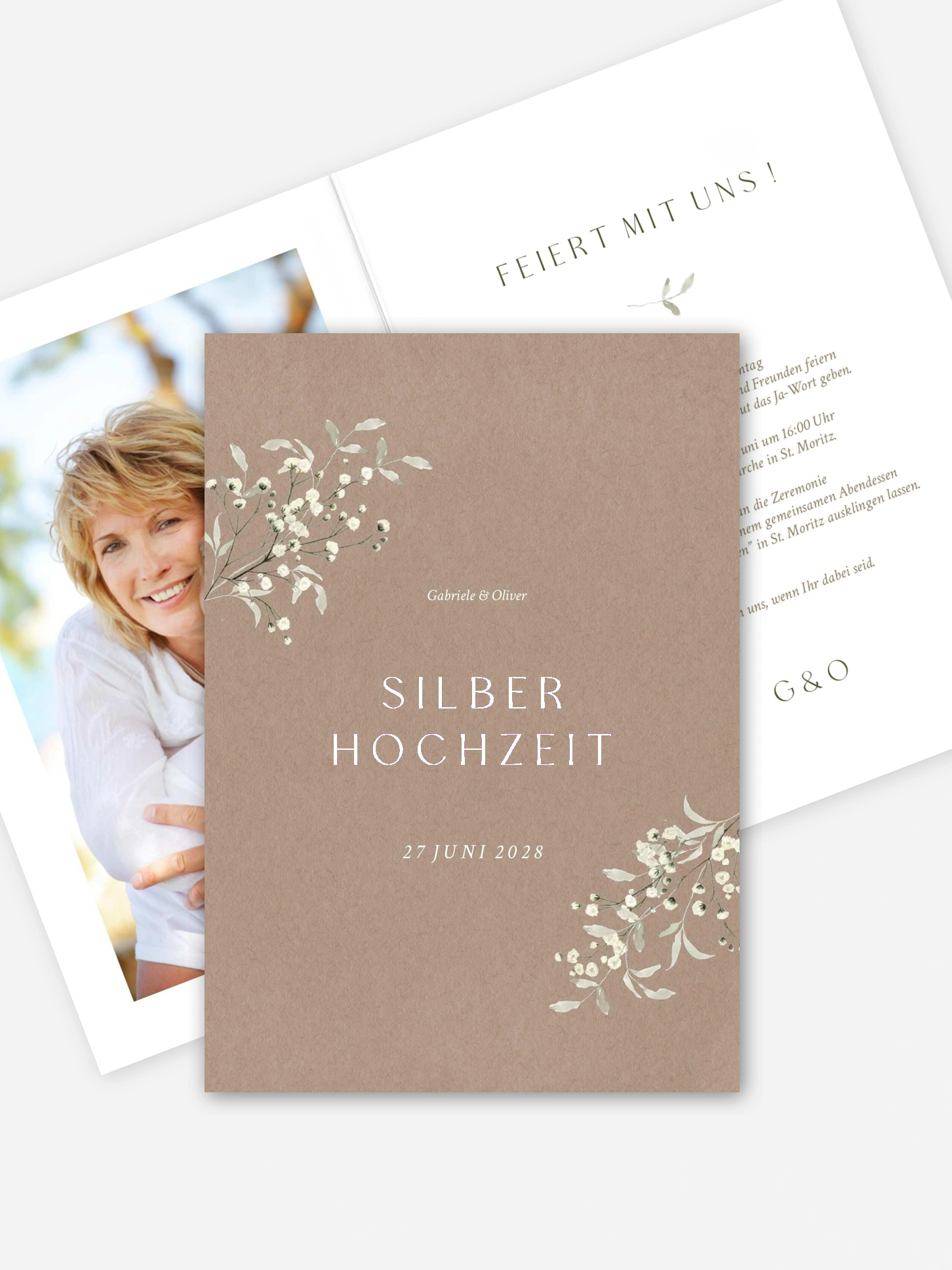 Einladung zur Silberhochzeit Love in Bloom