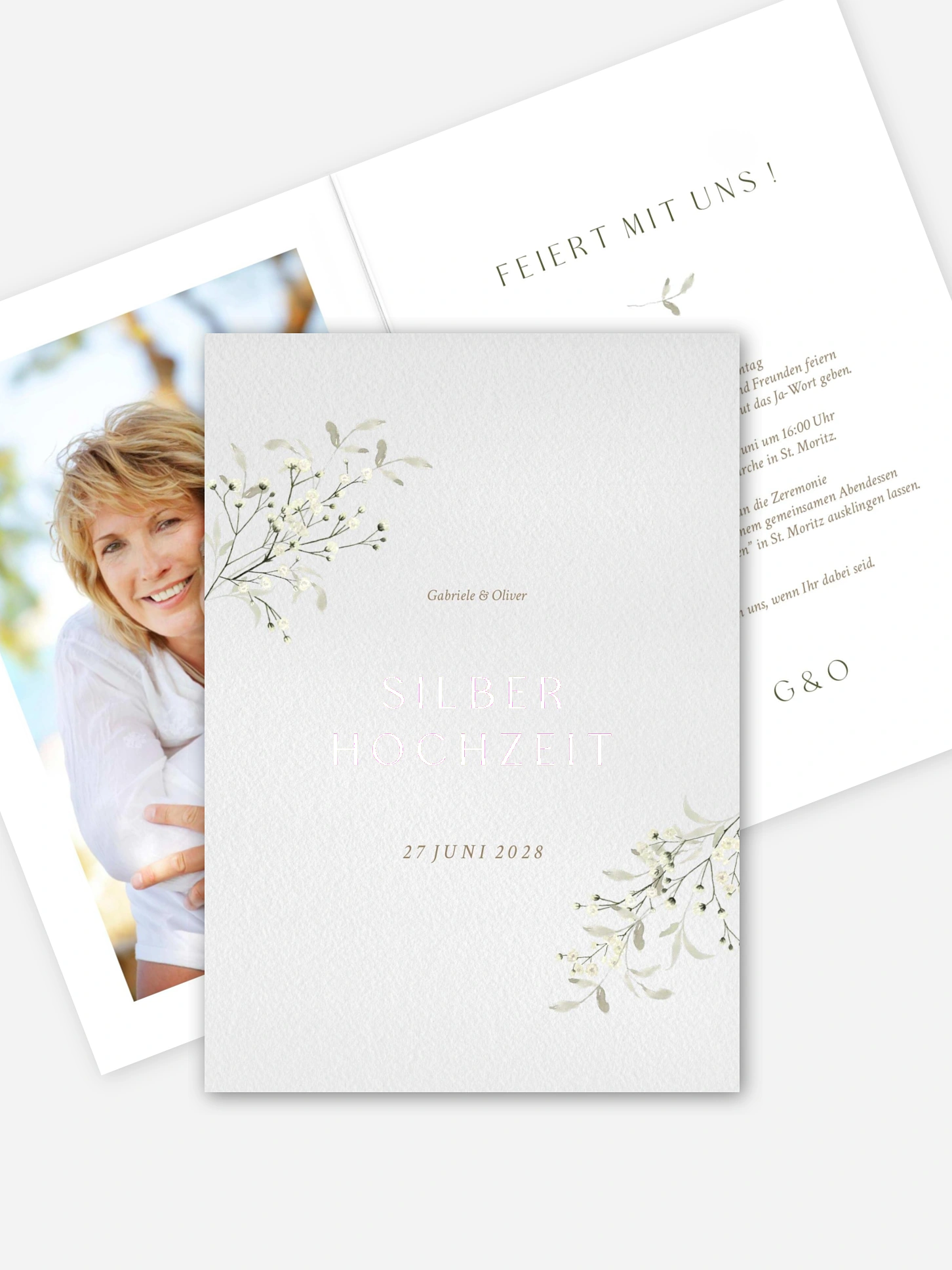 Einladung zur Silberhochzeit Love in Bloom