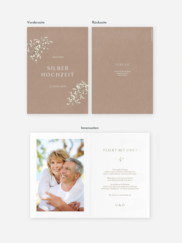 Einladung zur Silberhochzeit Love in Bloom