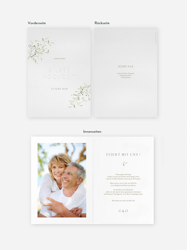 Einladung zur Silberhochzeit Love in Bloom