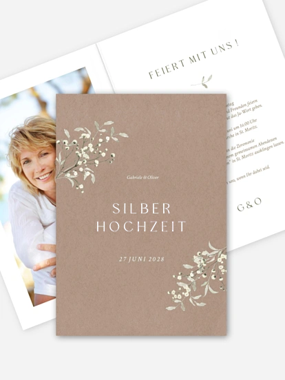 Einladung zur Silberhochzeit Love in Bloom