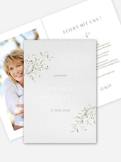 Einladung zur Silberhochzeit Love in Bloom