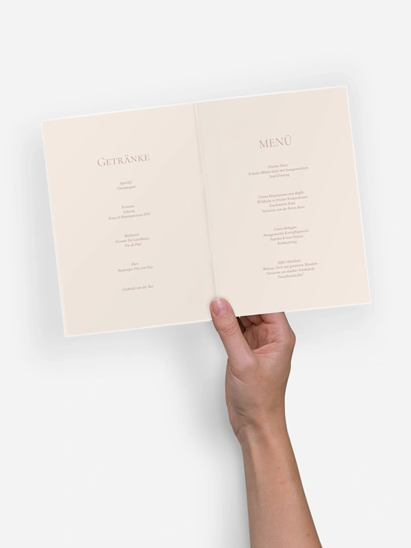 Menükarte Hochzeit Liebesgeschichte