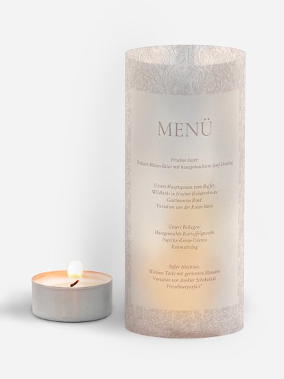 Menükarte Hochzeit Liebesgeschichte