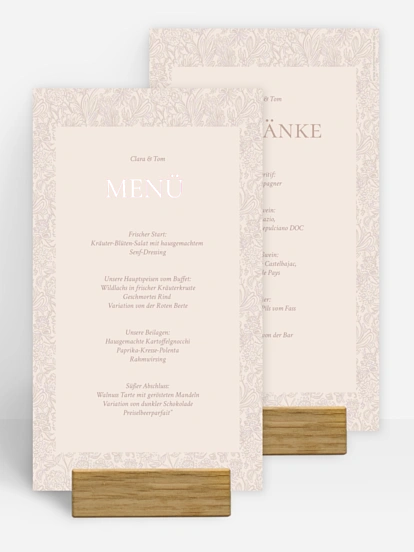 Menükarte Hochzeit Liebesgeschichte