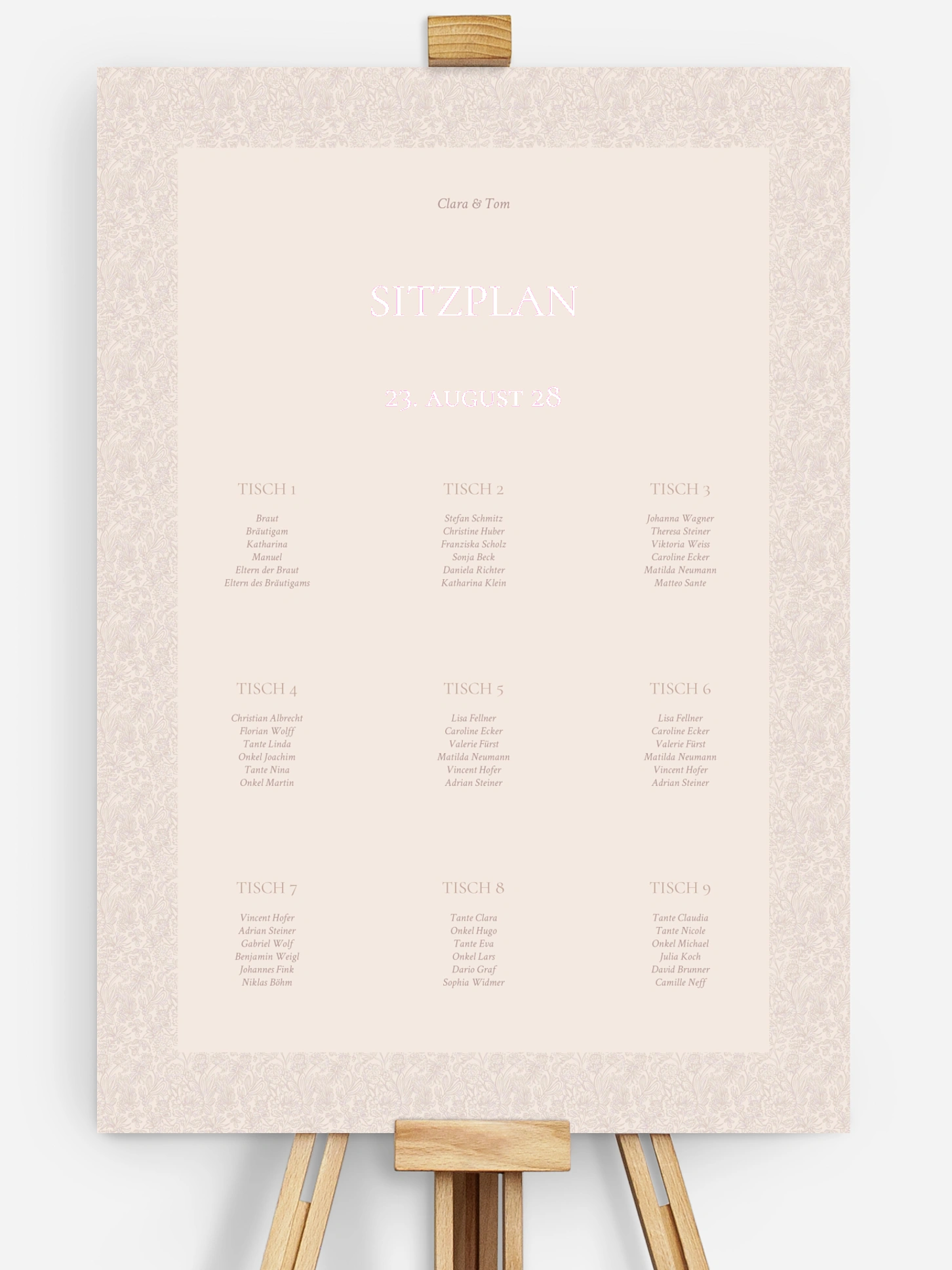 Sitzplan Plakat Liebesgeschichte