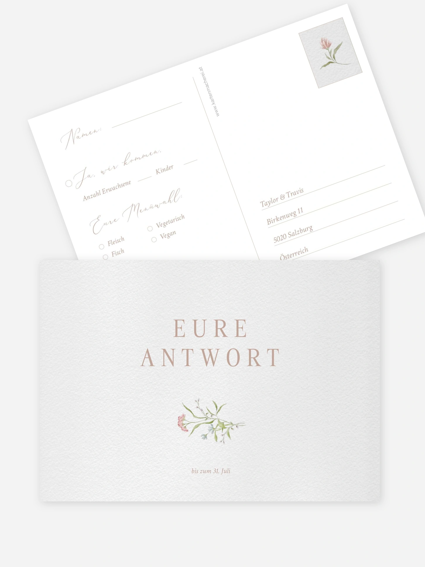 Antwortkarte Hochzeit From Lover to Forever