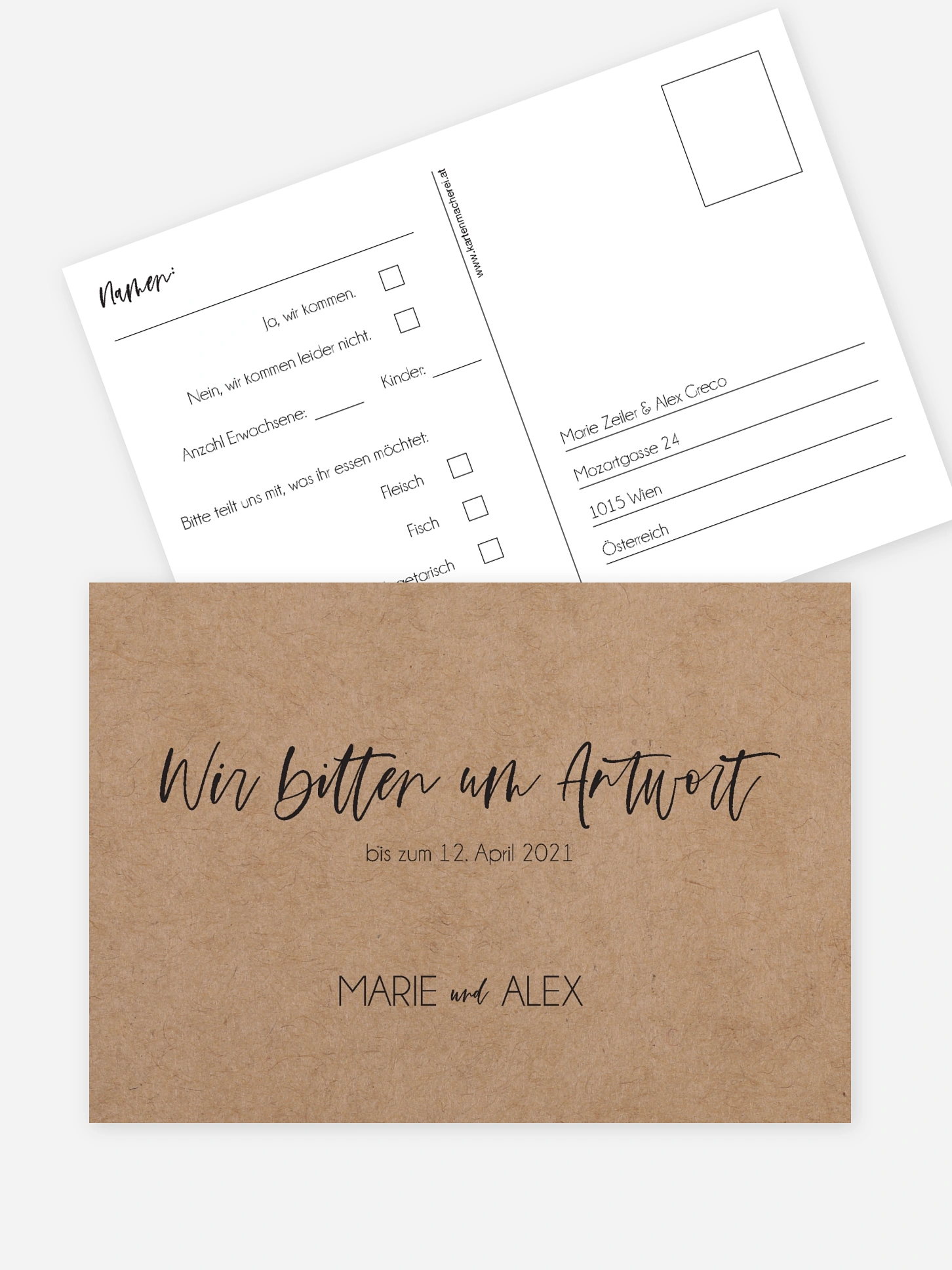 Antwortkarte Hochzeit Photo Strip