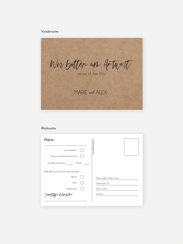 Antwortkarte Hochzeit Photo Strip