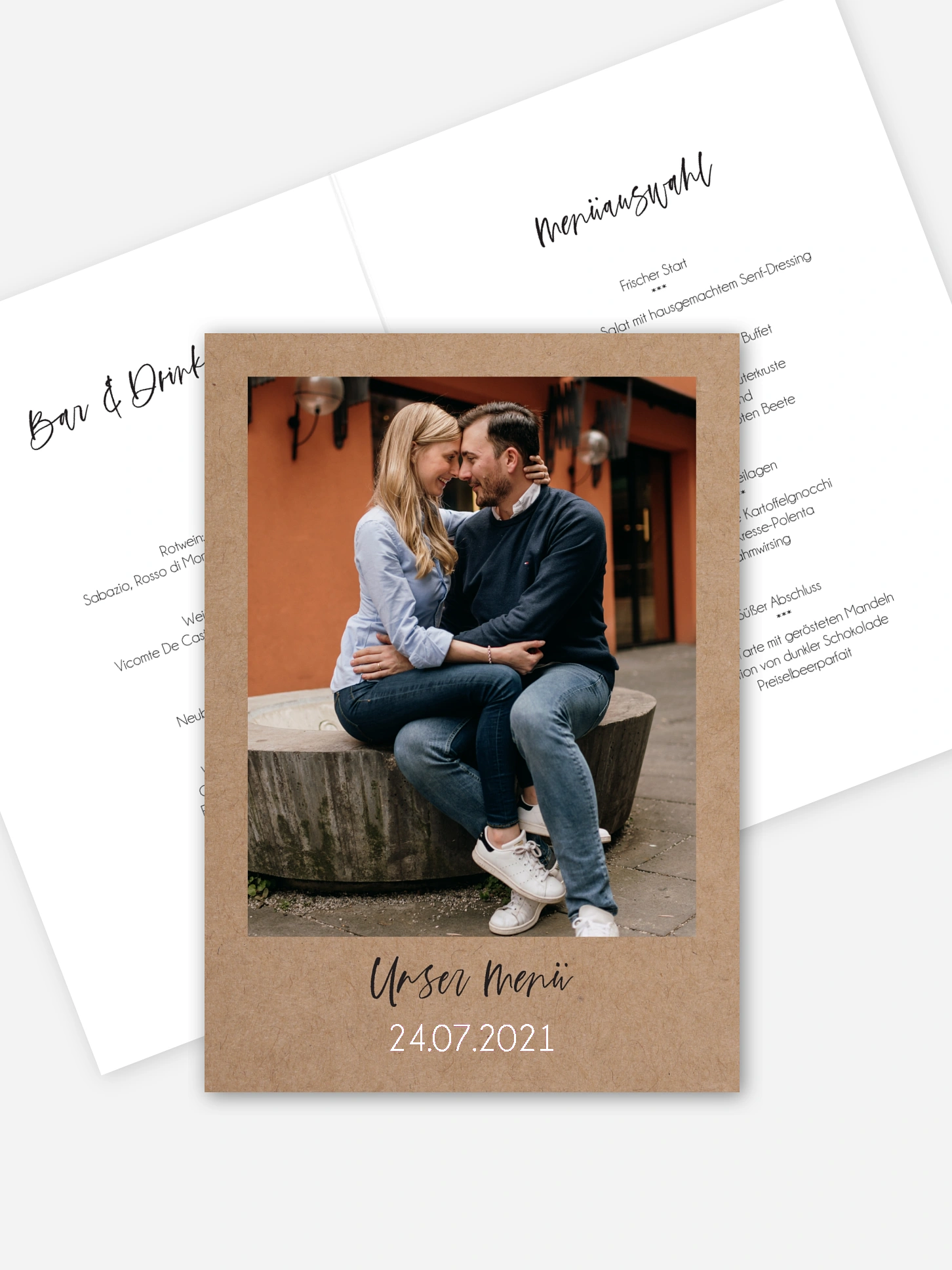Menükarte Hochzeit Photo Strip