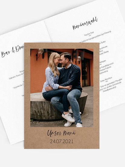 Menükarte Hochzeit Photo Strip