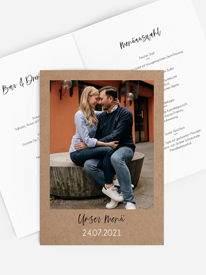 Menükarte Hochzeit Photo Strip