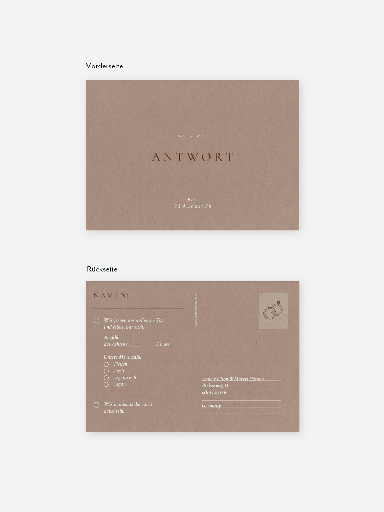 Antwortkarte Hochzeit Mocca Moments