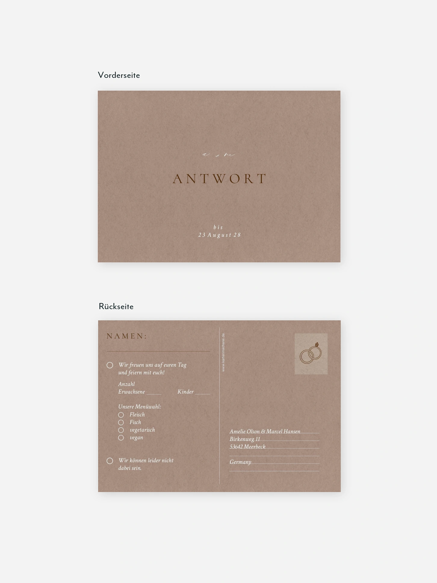 Antwortkarte Hochzeit Mocca Moments