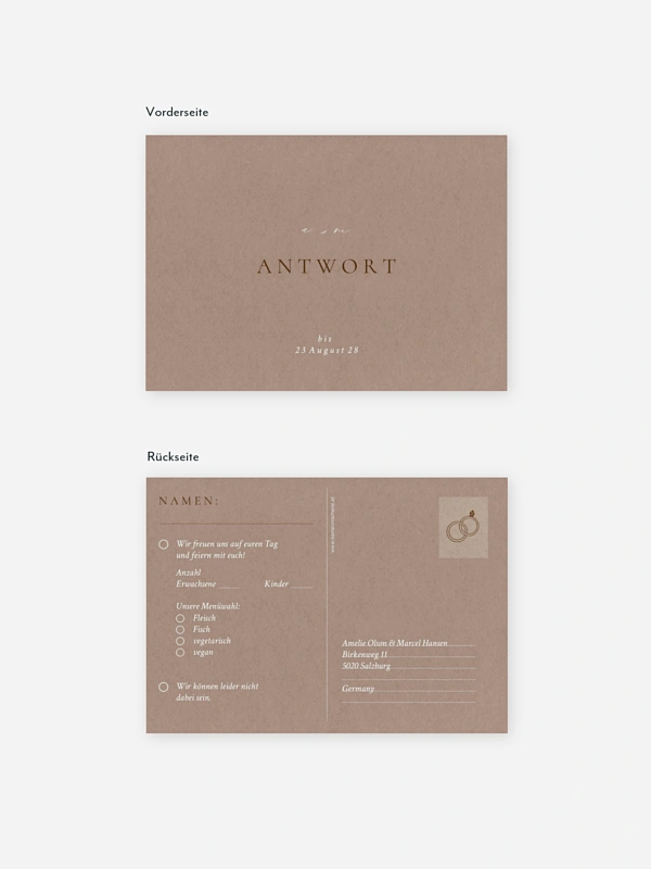 Antwortkarte Hochzeit Mocca Moments