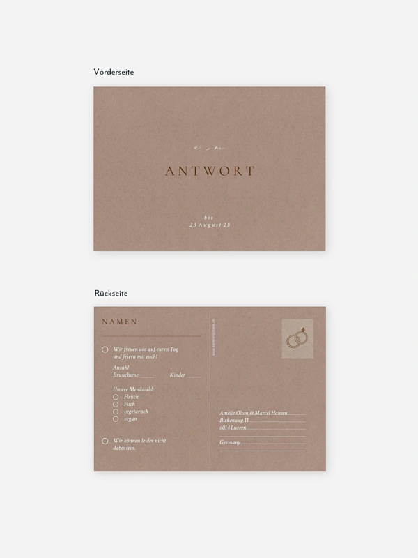Antwortkarte Hochzeit Mocca Moments