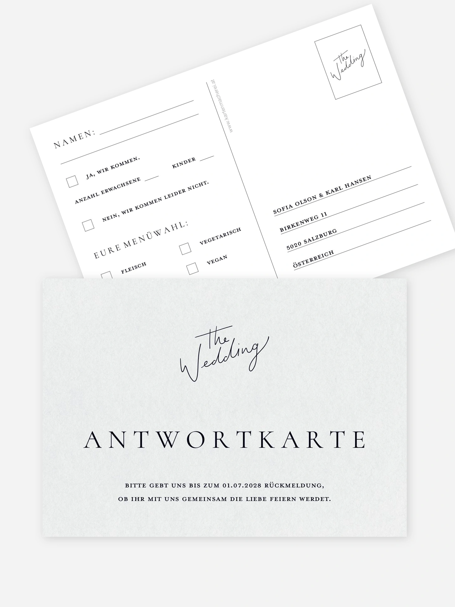 Antwortkarte Hochzeit Zarte Liebe