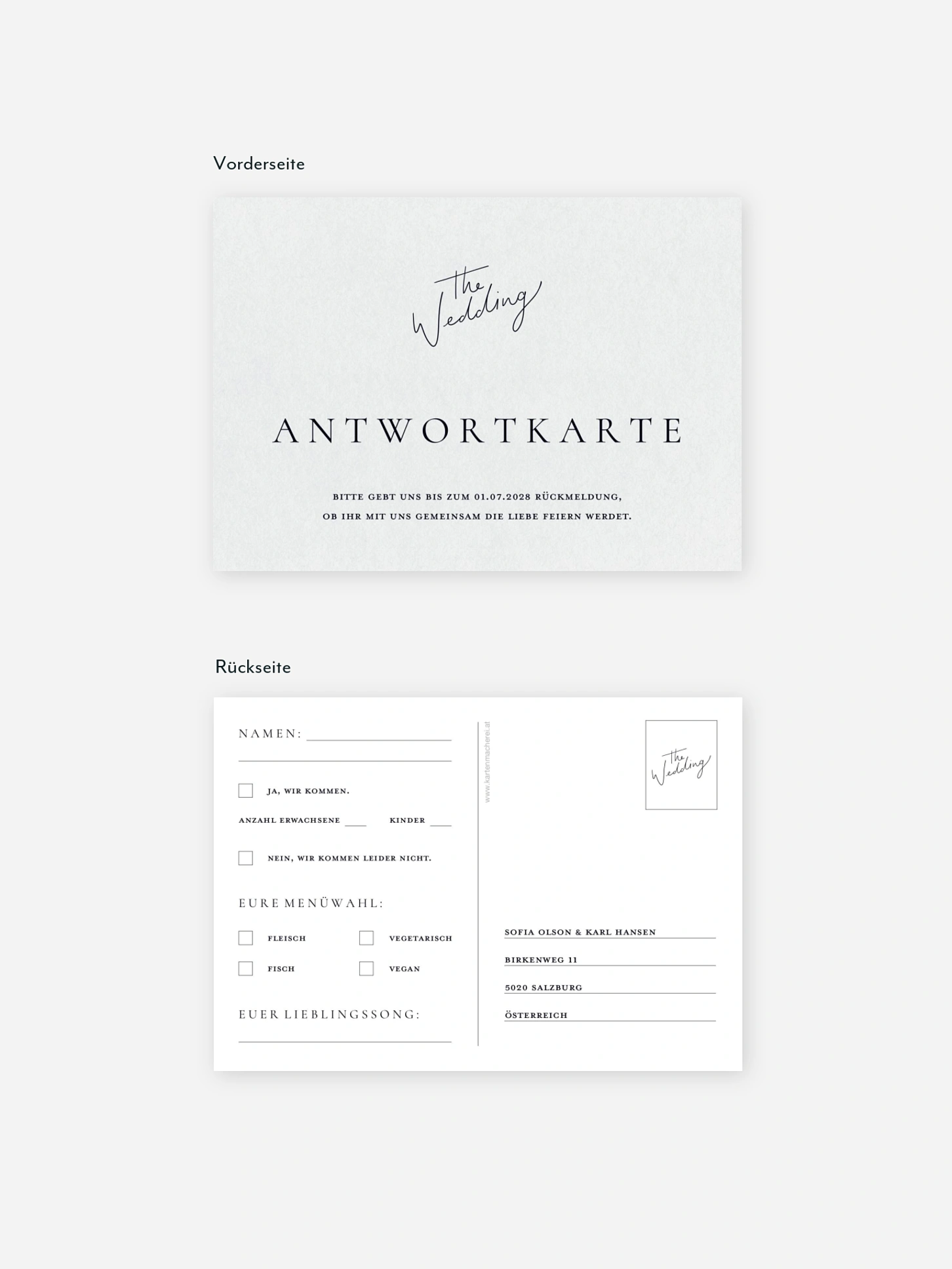Antwortkarte Hochzeit Zarte Liebe