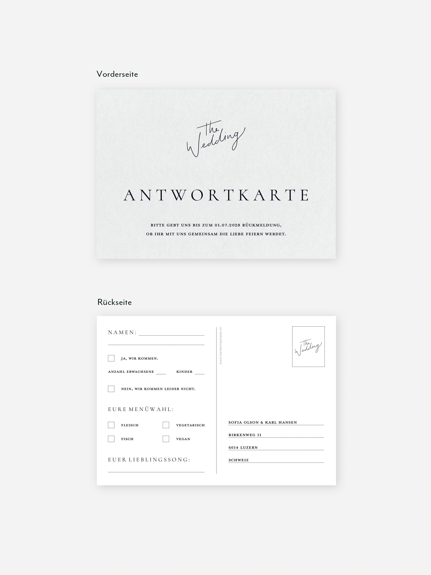 Antwortkarte Hochzeit Zarte Liebe