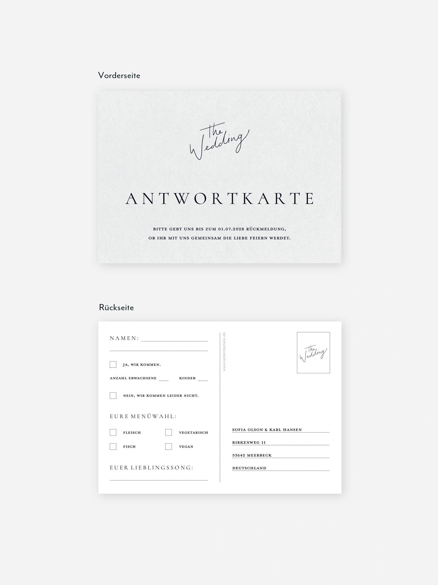Antwortkarte Hochzeit Zarte Liebe