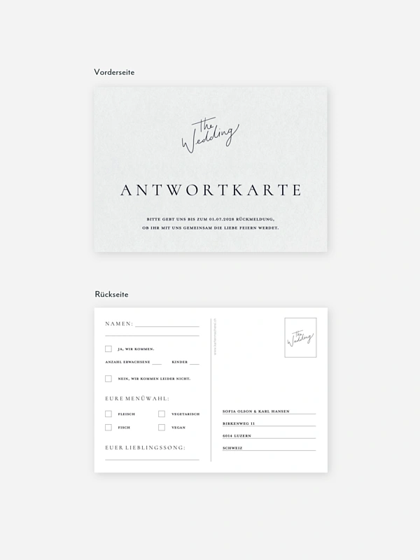 Antwortkarte Hochzeit Zarte Liebe