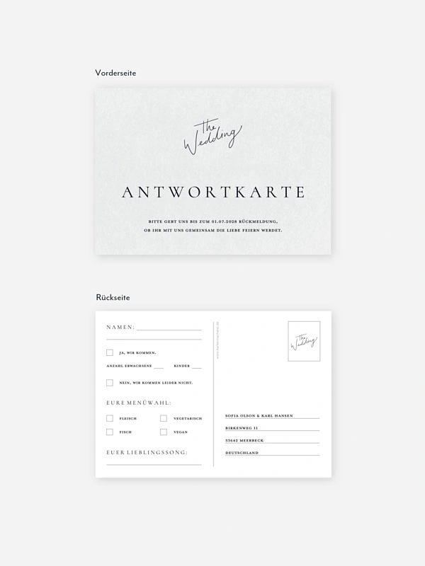 Antwortkarte Hochzeit Zarte Liebe