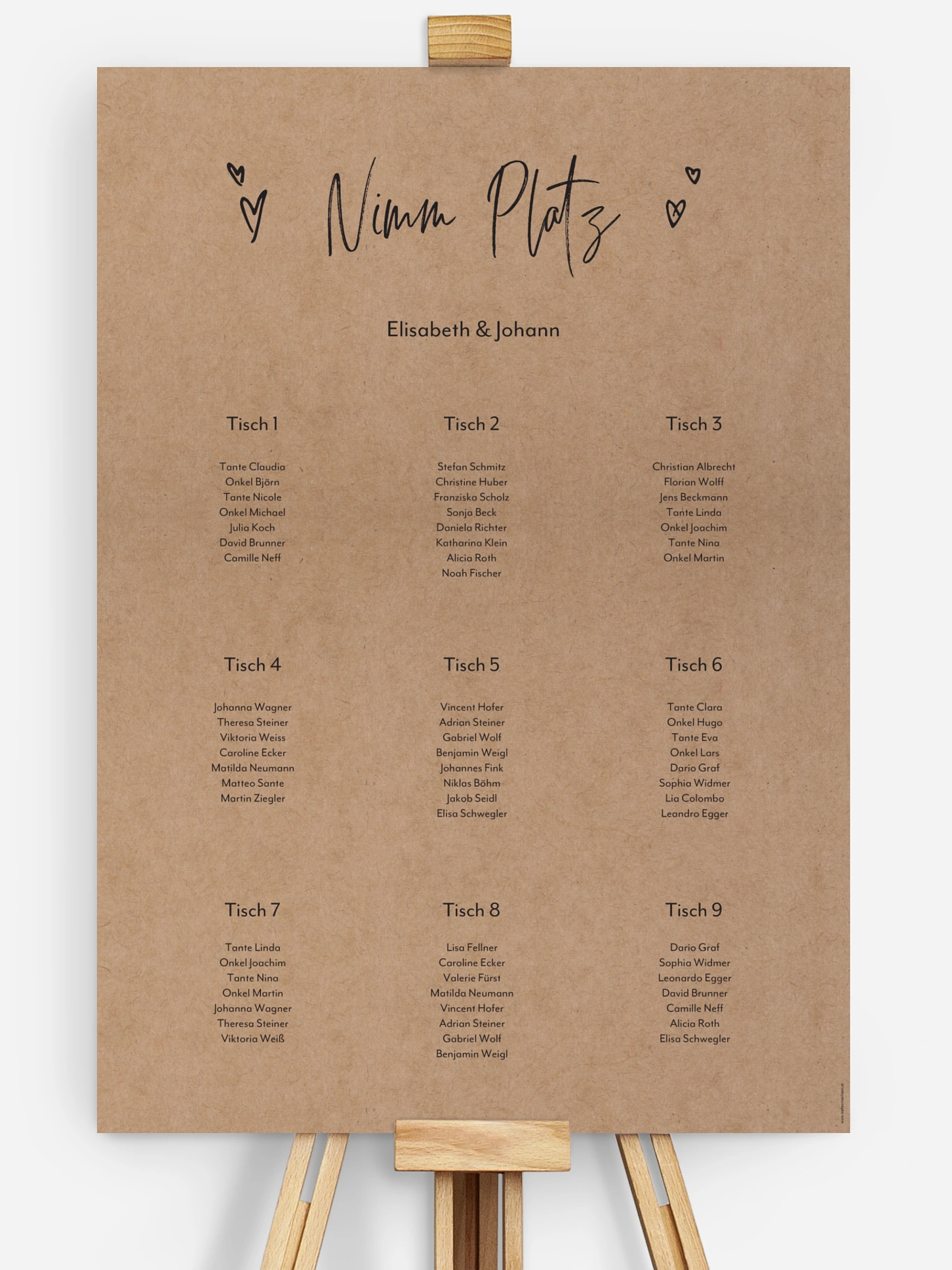 Sitzplan Plakat Lasting Love