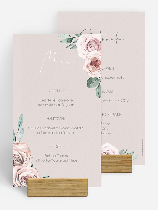 Menükarte Hochzeit Rose Diaries