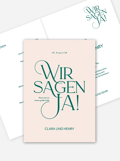 Hochzeitseinladung Drei Worte (Lack)