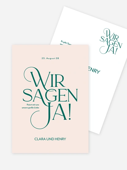 Hochzeitseinladung Drei Worte