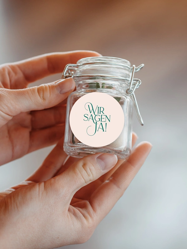 Geschenkaufkleber Hochzeit Drei Worte (Lack)